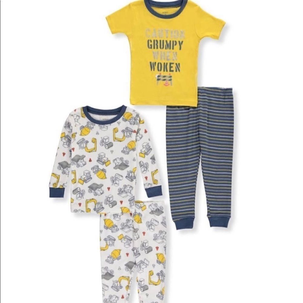 NWT - Size 18 months, Boys Carters 3 piece pajama set, yellow tractors